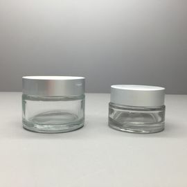 cosmético de 50g 20g que empacota o frasco de creme de vidro claro com tampão de alumínio